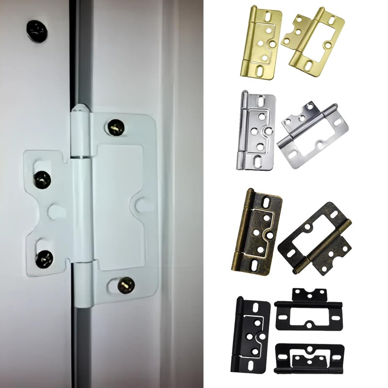 5Pcs Sliver Flush Hinges,3 Inch Iron Door Hinges for Drawer