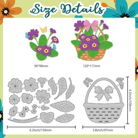 DELORIGIN Primrose Blossom Flower Cutting Dies Card Making Die Stencil Flower Basket Metal Card Die Cuts Scrapbooking Embossing Template Dies for Greeting Cards Craft Paper Album Invitation Decor