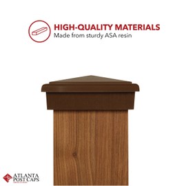 2-Pack 4x4 Brown Post Cap Slim Profile fits Post (3.5"x3.5" up to 3.75"x3.75") for Pressure Treated Post, Made by Atlanta Post Caps. (Brown)