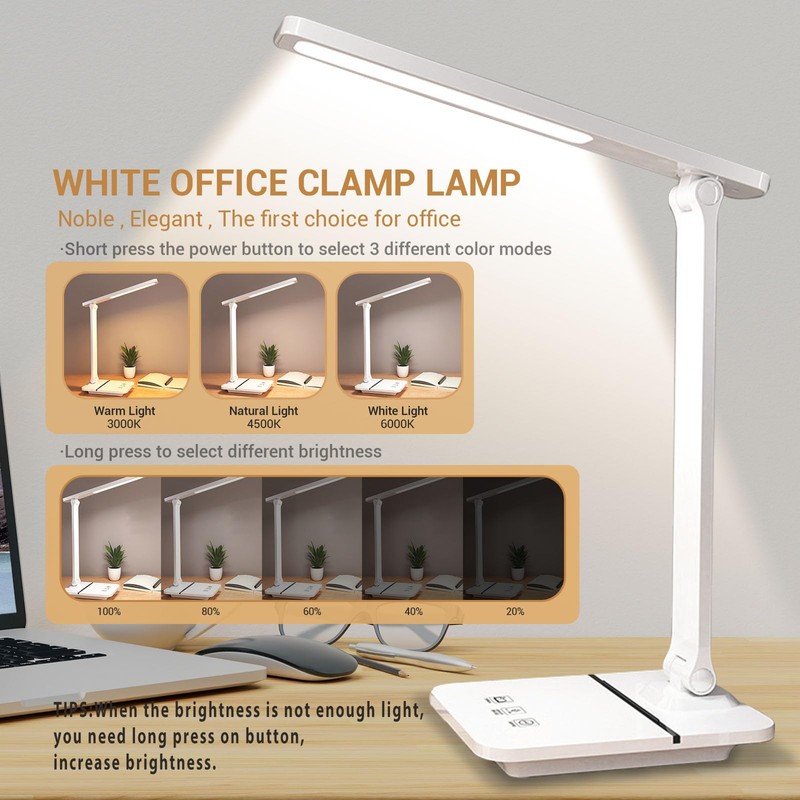 GcSige Cordless LED Desk Lamp for Home Office, 6000mAh Rechargeable