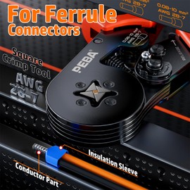 PEBA Crimping Pliers Set, with 33 Types of Wire End Ferrules Set, Square Wire End Ferrules Pliers Self-Adjusting [0.08-10.0 mm²], Wire Stripper, Square Crimp Pliers for Sleeves, Crimping Pliers