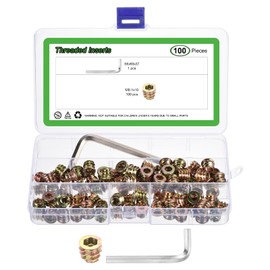 sourcing map 100Pcs M6-1x10 Threaded Inserts Nuts, Zinc Alloy Hex Socket Drive Screw-in Nut Threaded Inserts with 1Pcs Hex Wrench, Wood Inserts Bolt Assortment Kit for Wood Furniture