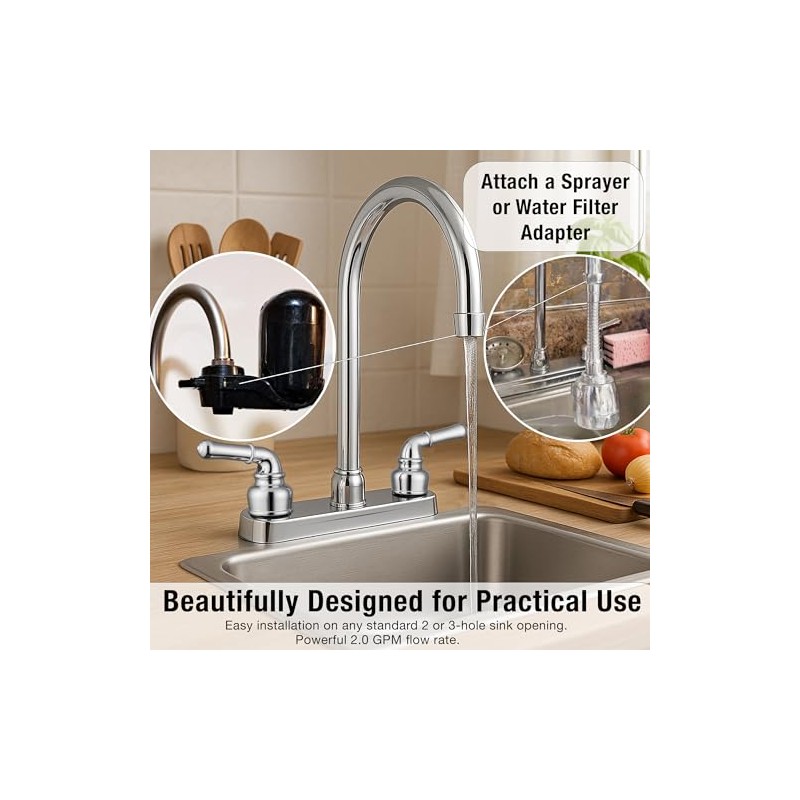 Pacific Bay Lynden Modern High Arc Kitchen Sink Faucet -