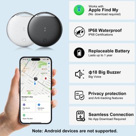 Air Tags-4 Pack Tracker Tag Work with Apple Find My (iOS Only), Bluetooth Smart Tag Item Finders IP68 Waterproof Replaceable Battery for Wallet, Luggage, Backpack, Pets