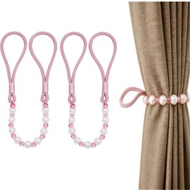 Pink Pearl Curtain Tie Backs, Curtain Tie Backs with Bead, 2 Pcs