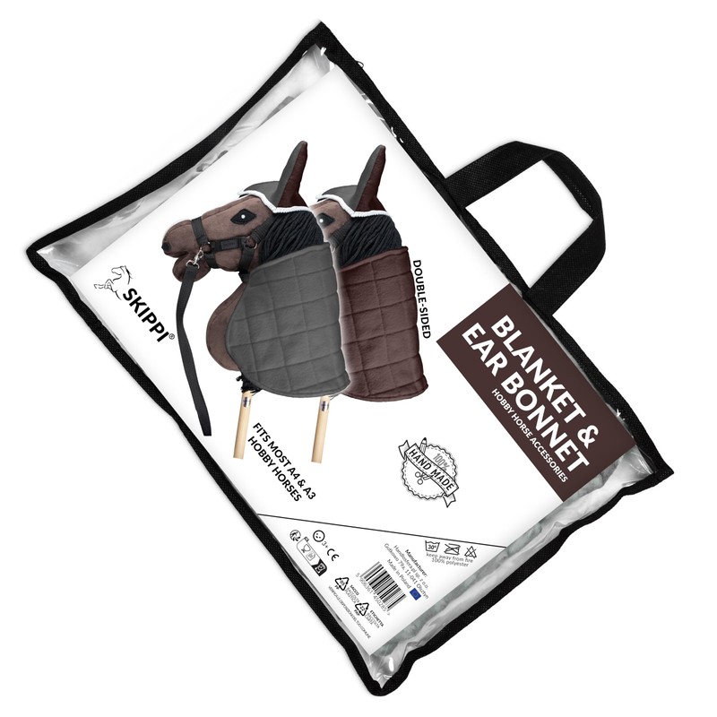 SKIPPI Hobby Horse Blanket and Ear Bonnet - Grey and