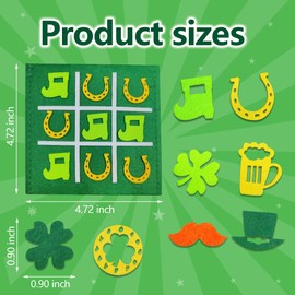 St Patricks Day Gifts 12 Pcs Clover Tic Tac Toe Board Game for St Patricks Party Favors Bulk St Patricks Day Party Decor Supplies