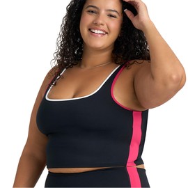 POPSUGAR Workout Tank Tops for Women with Built in Bra, Racerback Sports Athletic Shirts Camisole Yoga Top with Shelf Bra Black Pink/White Light, Small
