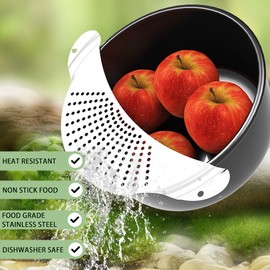 katmerio Pasta Strainer – Straining Aid for Pots and Pans up to Diameter 26 cm, Colander, Sturdy Pasta Strainer Stainless Steel, Casting Aid for Pasta, Potatoes, Vegetables