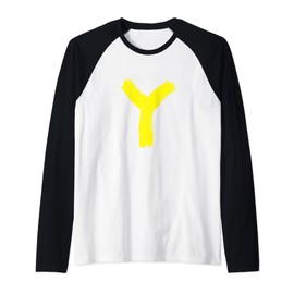 Creative Bold Yellow Letter Y - Design Alphabet - Marker Raglan Baseball Tee