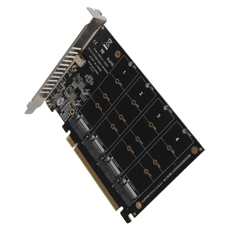 Adapter Card 4 Port M.2 NVMe SSD to PCIE X16