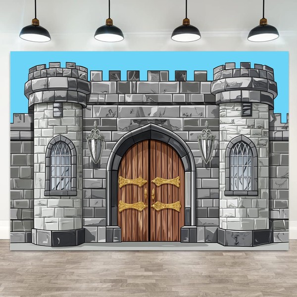 Cardboard Castle Backdrops for Photoshoot, Medieval Boy Men Birthday Party