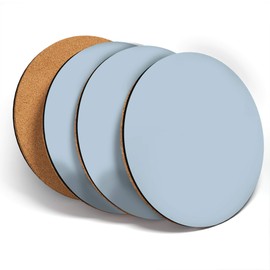 Destination Vinyl ltd Great Coasters (Set of 4) Round - Light Blue Duck Egg Colour Block Drink Glossy Coasters/Tabletop Protection for Any Table Type #45543