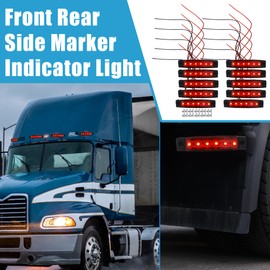 X AUTOHAUX Front Rear Side Marker Light 6 LED Waterproof Rectangle Position Lamp for Trailer Truck Caravan RV Van Lorry Tractor Plastic Red (Set of 20)