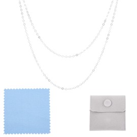 Craftdady 1 m Sterling Sliver Cable Chain Soldered Bracelet Necklace Chains Oval Twisted Links with Polishing Clothe & Velvet Bags for Permanent Jewelry Making 2.5x2x0.2mm