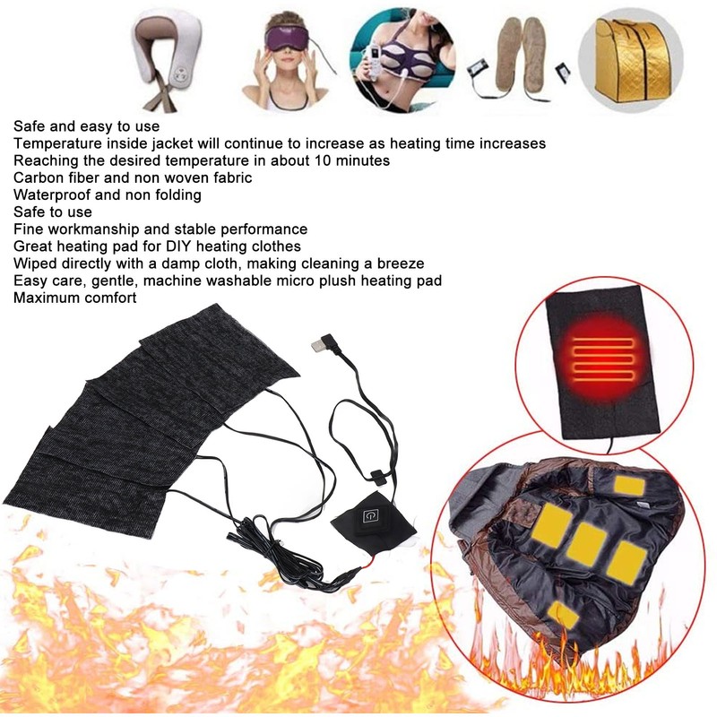 Clothing Electric Heating Pads Winter Camping Adjustable 3 Level Carbon