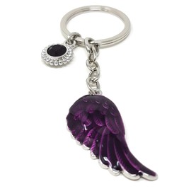 The Leonardo Collection Guardian Angel Wing Birthstone Keyring Birthday Month Gemstone (February)