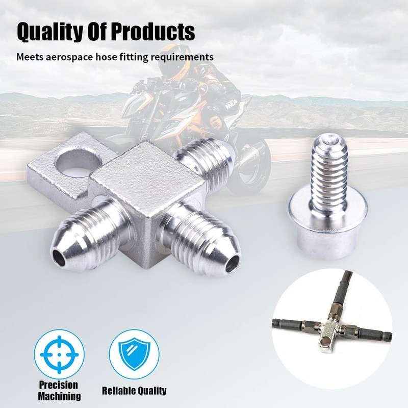 CNRAQR Stainless Steel AN3-3AN Male Brake Hose End Tee Block