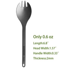 DZRZVD Titanium Spork, Backpacking Spork, Camping Spork, Hiking Spork, Ultra-light Titanium Sprok, Portable Utensils Travel Camping Cutlery - 6.8"/0.6 oz
