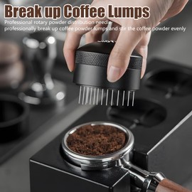 Viiotu Espresso Coffee Stirrer Tool & Distribution Whisk, Professional Barista Stainless Steel Needle Tool with Anti-Slip Base, Rotary Design for Clump Breaking Prevention for Cafes Lovers (51mm)