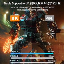 8K HDMI Cable 3FT 10-Pack, High Speed 48Gbps HDMI 2.1 Cord for Neat, Support HDR10+, SBTM, QMS, CEC, HDCP 2.3 for TV, Monitor, Computer, Laptop, HDMI Switch, HDMI Splitter, HUB, KVM, Projector