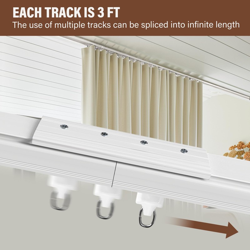 MaKefeile Ceiling Mount Curtains Track Room Divider Privacy Partition Separator