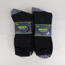 Collective Soles 6-Pair Men's Heavy-Knit Work Crew Socks - 6-12 Shoe Size, Black #8755