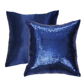 Eternal Beauty Set of 2 Sequin Decorative Pillow Cover Navy Blue Throw Pillow Covers for Couch Sofa Throw Pillows 18 X 18 Inches