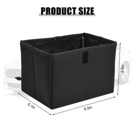 Norkmdi Car Trash Can, Leather Foldable Large Capacity Vehicle Hanging Garbage Bin Organizer, Waterproof Auto Interior Storage Bag Container Accessories, Universal for SUV Sedan Truck (Black)