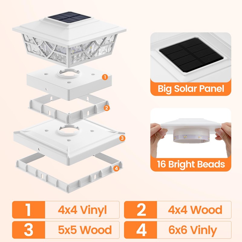 APONUO Solar Post Cap Lights 12 Pack for 4x4 5x5