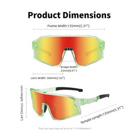 swanoble 2PACK Kids Polarized Sports Sunglasses Lightweight Boys Baseball Sunglasses Girls Cycling Softball Age 3-8 (Transparent-blue Frame/Blue Lens + Transparent-green Frame/Red Lens)