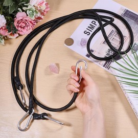 FREEBLOSS 4 PCS 59'' x 0.35'' Bungee Cords with Carabiner Hooks Superior Elastic Bungee Strap for Outdoor Tent, Camping, RV, Bike, Storage, Luggage Rack