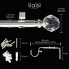 ILAISIHOME Luxury Silver Decorative Single Curtain Rod Set with Crystal-clear