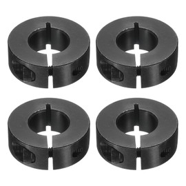 uxcell 4Pcs Single Split Shaft Collar, 17mm Bore One Piece Clamping Collar 35mm OD 13mm Thickness Black Oxide Lock Collar Clamp with Set Screws (1045 Steel)
