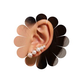 Xmsrn Vintage Pearl Ear Climber Earrings Gold Pearl Crawler Earrings Boho Pearl Earrings Cluster Pearl Stud Earrings for Women