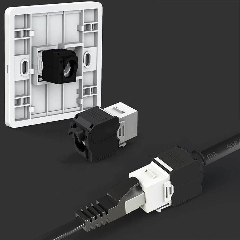 Greluma 6pcs 180 Degree RJ45 CAT6A Keystone Jack Toolless Keystone