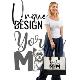 InnoBeta Yorkie Gifts Canvas Tote Bag, Yorkie Bag with Top Zipper Closure and Shoulder Strap for Birthday, Mother's Day, Christmas