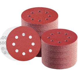 TWSTYIAL Sandpaper 125 mm Velcro 600 Grit 8 Hole Sanding Discs 125 mm Round Velcro for Random Orbital Sander (Pack of 110)