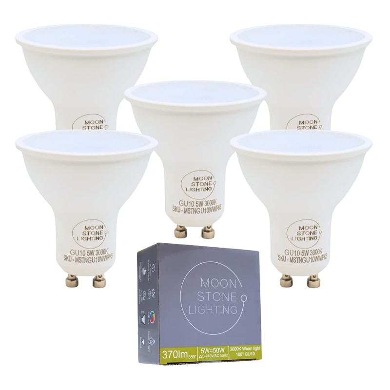 Moonstone Lighting® LED GU10 Warm White 5W LED Lamps 338lmns