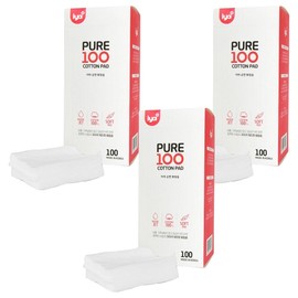 iya PURE 100 Pure Cotton Cotton Pads 60 x 70 mm, 100 sheets, 3 pcs / iya PURE 100 순면 화장솜 60 x 70 mm, 100매입, 3개