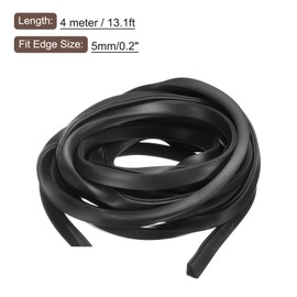 sourcing map sourcing map U Channel Edge Trim, 13.1ft Length Rubber Guard Seal Strip Edge Protector Flat Type Fit for 5mm Edge, (23/64" W x 7/16" H) Black
