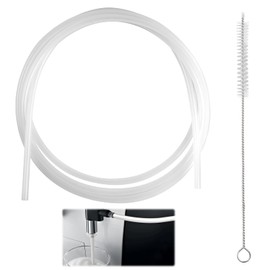 2m Lebensmitteltaugliche Schläuche mit Reinigungsbürste,9mm ID x 12mm OD Silikonschlauch Milchschlauch,Transparenter Flexibler Silikonschlauch,für Die Meisten Auf Dem Markt Erhältlichen Kaffeeautomate