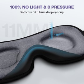 Boniesun Boniesun 3D Schlafmaske für Seitenschläfer, Verdunklungs-Augenmaske für Männer und Frauen, Ultradünne Design, Angenehm und atmungsaktiv zu tragen