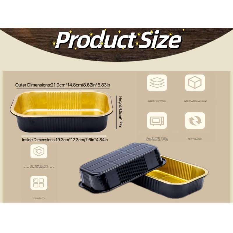 Heavy Duty Aluminum Pans with Lids Double Thick Black Gold