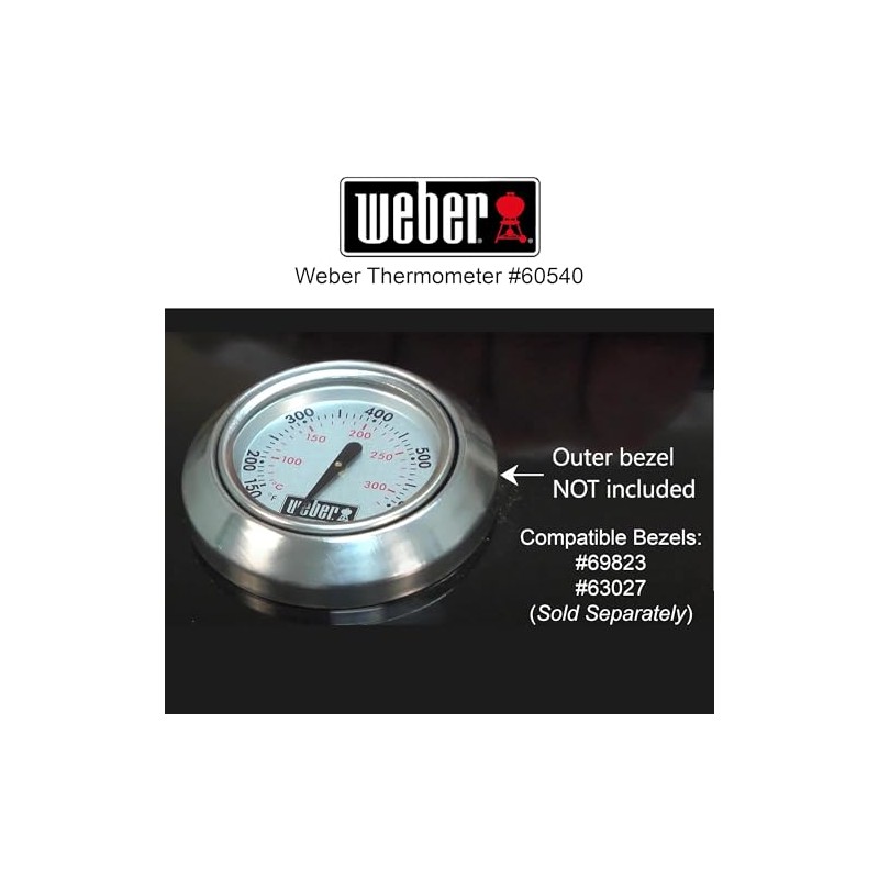 Weber 60540 Charcoal, Spirit, Q Grill Replacement Thermometer, 1-1316 Diameter