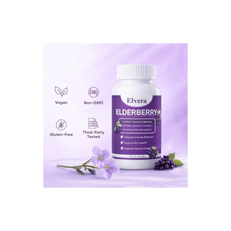 Elvera Gut Support Complex - Organic Black Elderberry Soft Capsules
