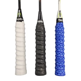 Senston Racket Overgrips Anti-Slip Tennis Badminton Pickleball Racquet Grip Tape 3 Pack, Black/White/Blue