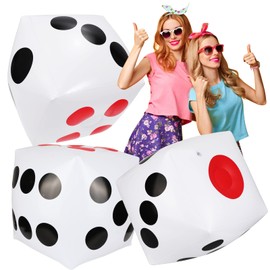 3 PCS 12.6" Jumbo Inflatable Dice, White Large Dice Giant Inflatable Dice Plastic Big Dice Jumbo Dice Set for Outdoor Indoor Ludo Game, Broad Game, Pool Party Favor Supplies