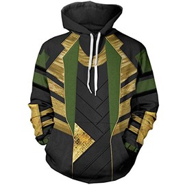 WKDFOREVER 3D Captain Fashion Cosplay Hoodie Jacket Costume (Large, Loki Hoodie)