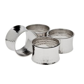 Godinger Silver Art Set of 4 Hammered Silver Plated Concave Napkin Rings